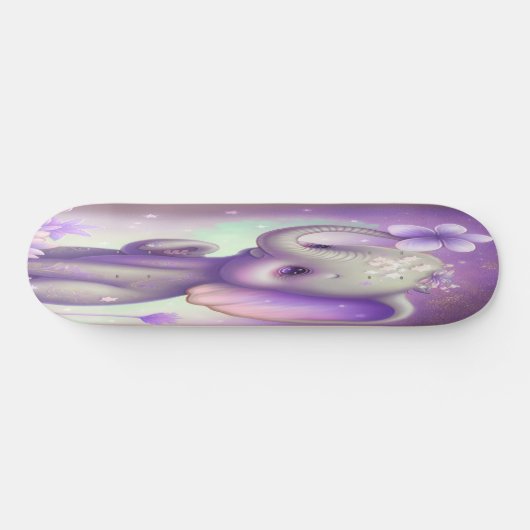 Skateboard Girly-mooie paarse baby-olifant (Horizontaal)