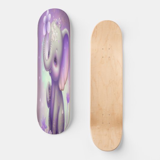 Skateboard Girly-mooie paarse baby-olifant (Voorkant)