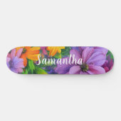 Skateboard Girly Pattern Paarse Floral bloemen (Horizontaal)