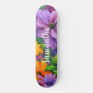 Skateboard Girly Pattern Paarse Floral bloemen
