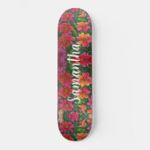 Skateboard Girly Pattern Red sinaasappel Floral bl (Voorkant)