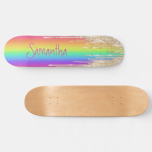 Skateboard Girly Sparkle Paarse Rainbow (Horizontaal)