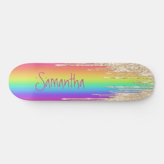 Skateboard Girly Sparkle Paarse Rainbow (Horizontaal)
