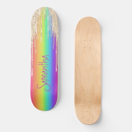 Skateboard Girly Sparkle Paarse Rainbow (Voorkant)
