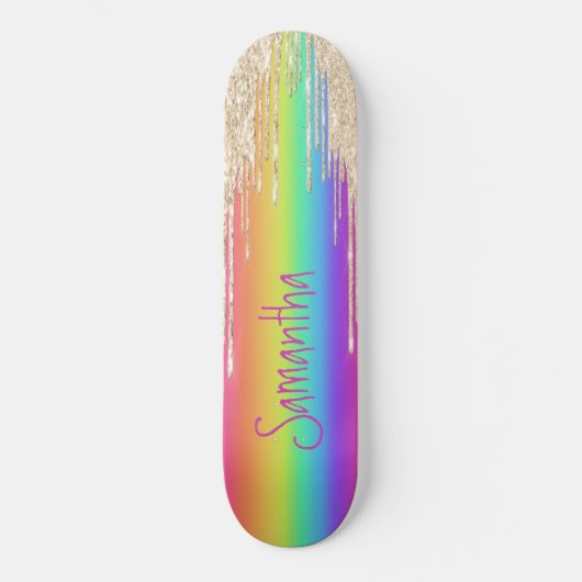 Skateboard Girly Sparkle Paarse Rainbow (Voorkant)