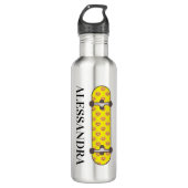 Skateboard glimlend gezichtspatroon & aangepaste n waterfles  (Voorkant)