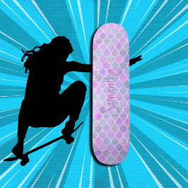 Skateboard Glitter Girly mermaid paars chic