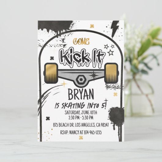 Skateboard Gold Kaart (Staand voorkant)