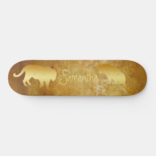 Skateboard Gold Lions gepersonaliseerd (Horizontaal)