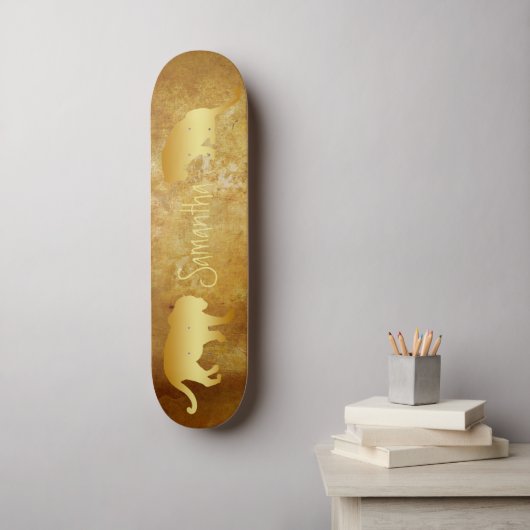 Skateboard Gold Lions gepersonaliseerd (Muurkunst)
