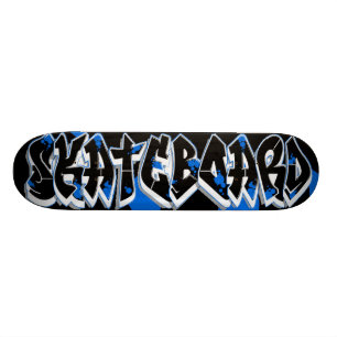 Skateboard graffiti stijl blauw en zwart