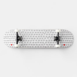Skateboard - Gray Hearts Red Heart