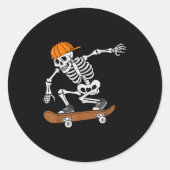 Skateboard Halloween Costume Skeleton Skateboardin Ronde Sticker (Voorkant)