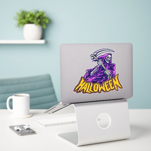 skateboard | Halloween Grim Ripper Sticker (Laptop op bureau)