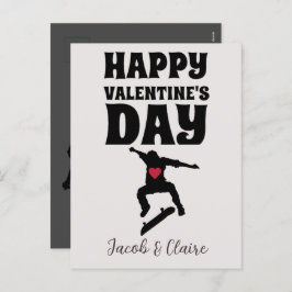 skateboard, Happy valentines day personalize naam Feestdagenkaart
