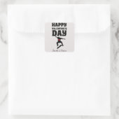 skateboard, Happy valentines day personalize naam Vierkante Sticker (Tas)
