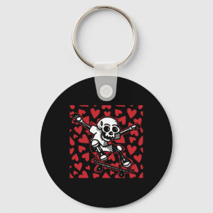 Skateboard Hearts Valentijnsdag Skull Love Skater Sleutelhanger