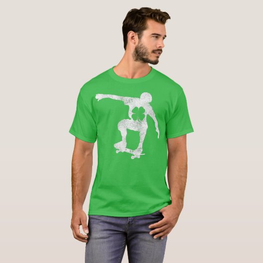 Skateboard Irish St Patricks Day Shamrock T-shirt (Voorkant volledig)
