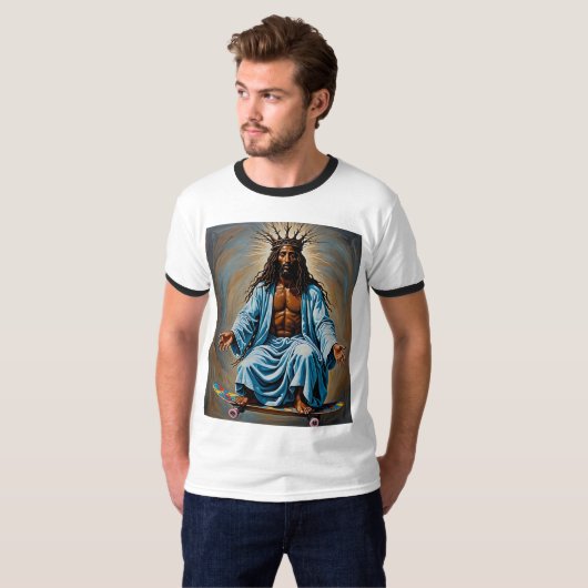 Skateboard Jesus gekroond tot King Streetwear T-sh T-shirt (Voorkant volledig)