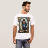Skateboard Jesus Sacred Art Grappig Religieus T-Sh T-shirt (Voorkant volledig)