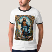 Skateboard Jesus Sacred Icon Art Graphic T-shirt (Voorkant)