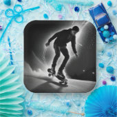 Skateboard jongen met bliksem papieren bordje (Feest)