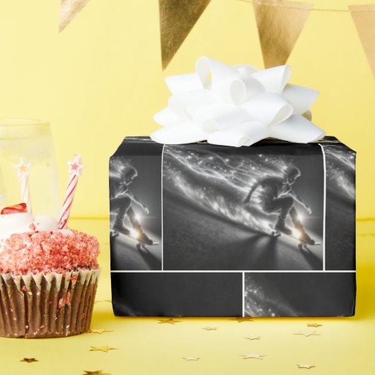 Skateboard jongen met lichte paden cadeaupapier (Verjaardagsfeest)