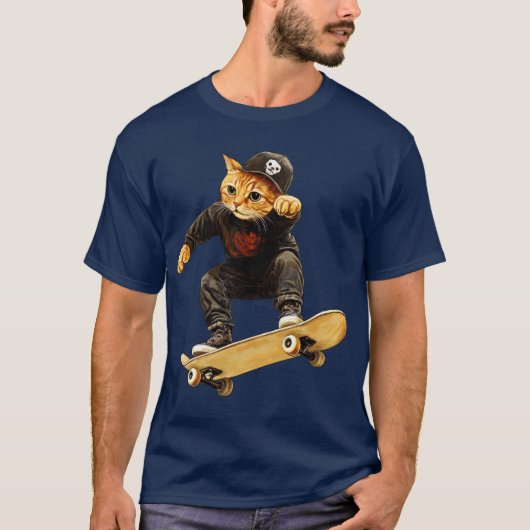 Skateboard kat T-Shirt (Voorkant)