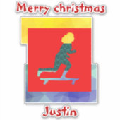 skateboard kerstcadeau, gepersonaliseerde naam sticker (Voorkant)