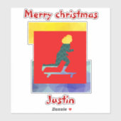 skateboard kerstcadeau, gepersonaliseerde naam sticker (Vel)