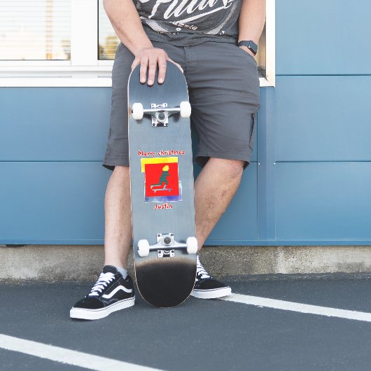 skateboard kerstcadeau, gepersonaliseerde naam sticker (Skater)
