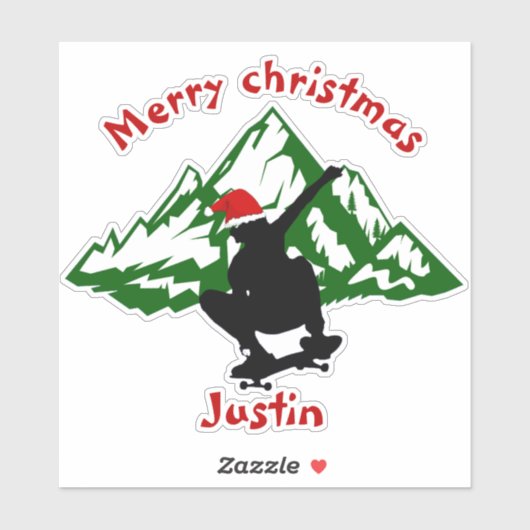 skateboard kerstcadeau, gepersonaliseerde naam sticker (Vel)