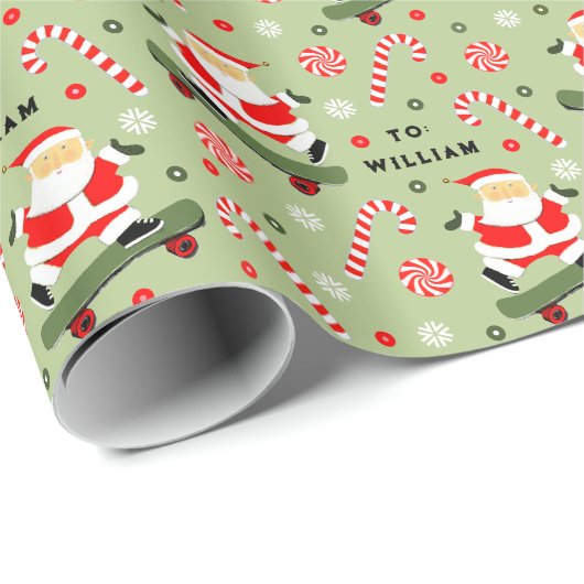 Skateboard Kerstcadeau Inpakpapier (Rol Hoek)