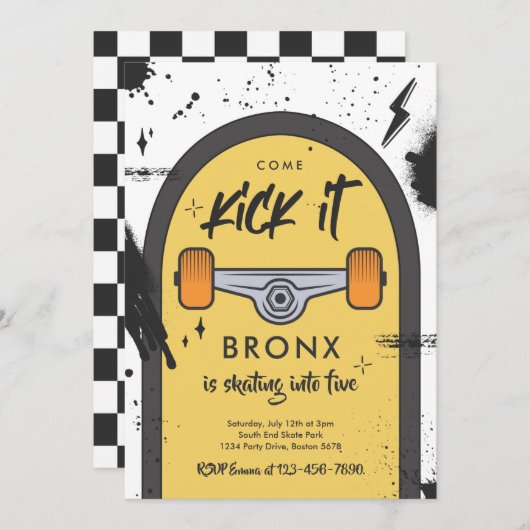 Skateboard komt langs strandsport kaart (Voorkant / Achterkant)