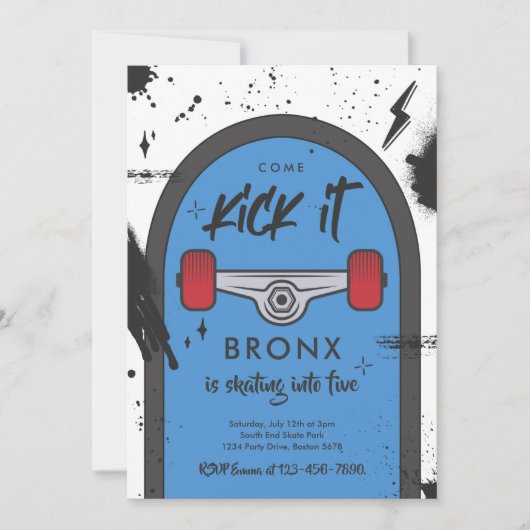 Skateboard komt langs strandsport kaart (Voorkant)