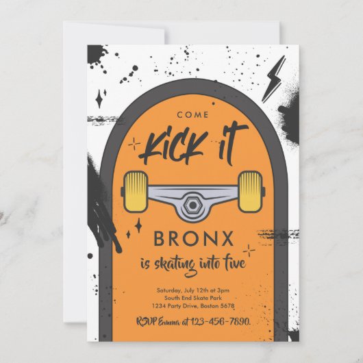 Skateboard komt langs strandsport kaart (Voorkant)