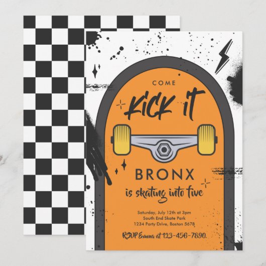 Skateboard komt langs strandsport kaart (Voorkant / Achterkant)