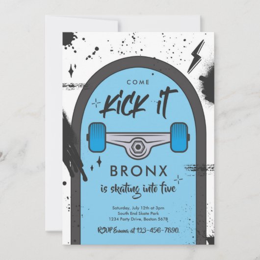 Skateboard komt langs strandsport kaart (Voorkant)