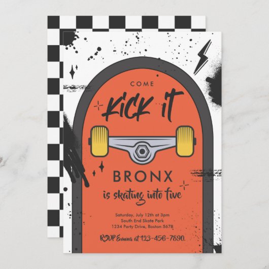 Skateboard komt langs strandsport kaart (Voorkant / Achterkant)