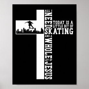 Skateboard Kruis Geloven Een hele hoop Jezus Poster