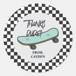 Skateboard Laten we het doen Verjaardag Bedankt Fa Ronde Sticker