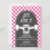 Skateboard Laten we het schoppen ROZE Verjaardag u Kaart (Voorkant)