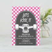 Skateboard Laten we het schoppen ROZE Verjaardag u Kaart (Staand voorkant)