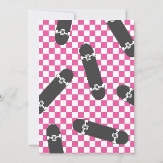 Skateboard Laten we het schoppen ROZE Verjaardag u Kaart (Achterkant)