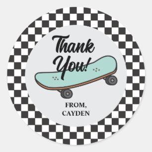 Skateboard Laten we het vieren Verjaardag Bedankt Ronde Sticker