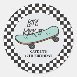 Skateboard Laten we het vieren Verjaardag Ronde Sticker
