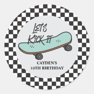 Skateboard Laten we het vieren Verjaardag Ronde Sticker