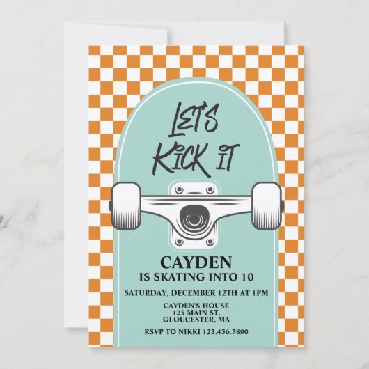 Skateboard Laten we 't 's avonds uitnodigen Kaart (Voorkant)