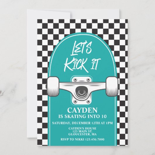 Skateboard Laten we 't 's avonds uitnodigen Kaart (Voorkant)