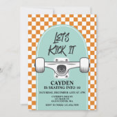 Skateboard Let's Kick It verjaardagsuitnodiging Kaart (Voorkant)